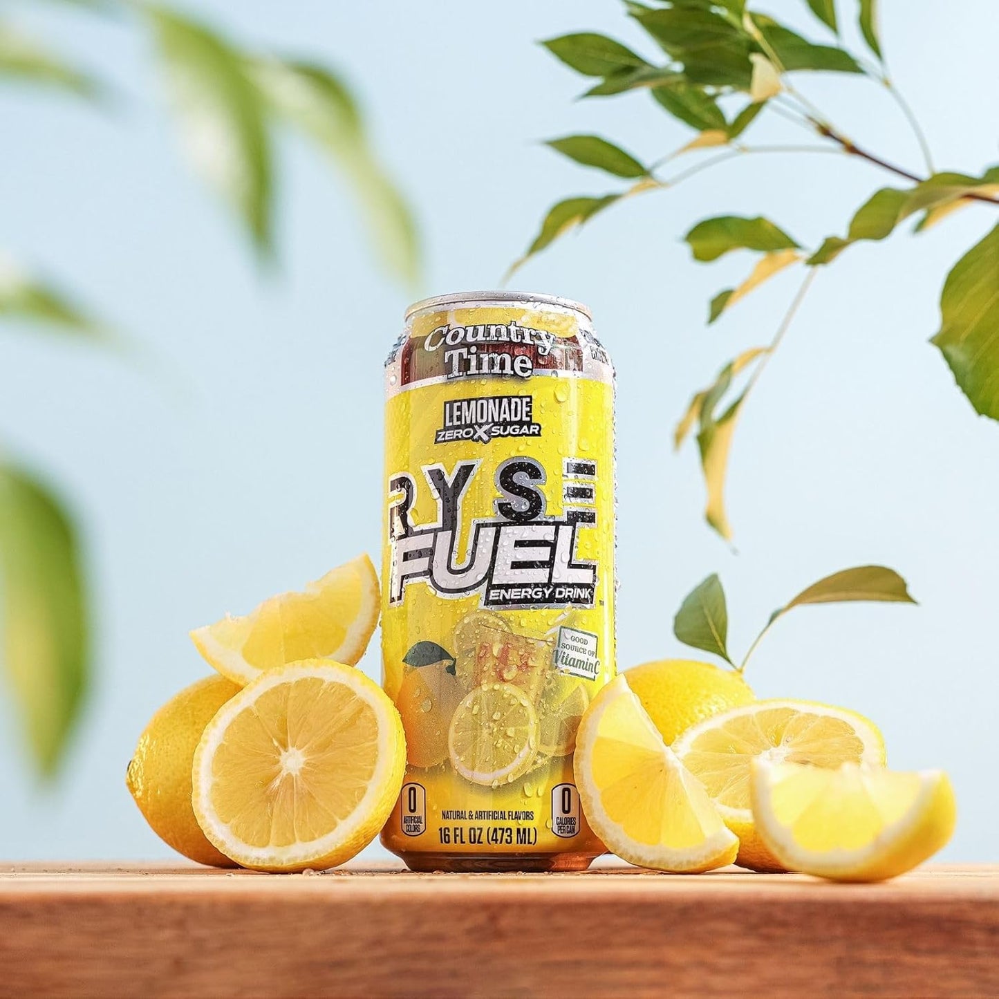 RYSE Fuel Energy Drink, Sugar-Free, Vegan, Gluten-Free, Low Calorie, No Artificial Colors (12 Pack, Country Time Lemonade)