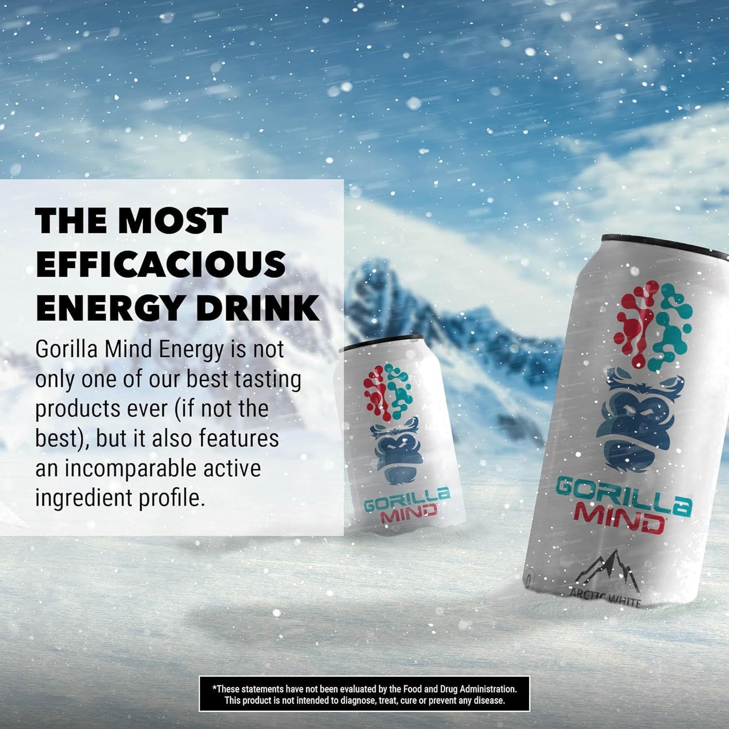 Gorilla Mind Energy Drink for Enhanced Focus, Zero Sugar (Tropic Storm, 16oz, 12-Pack)