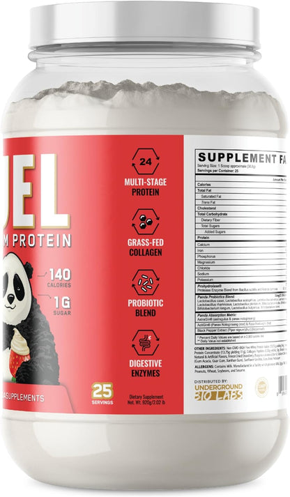 Panda Fuel Premium Protein, Collagen, Probiotics, Keto, 25 Servings (Strawberries & Cream)