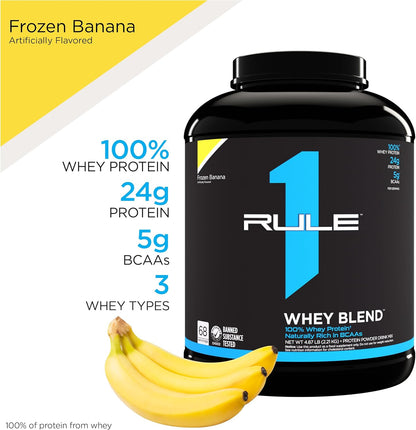 Rule One R1 Whey Blend - Frozen Banana, 24g Protein, EAAs & BCAAs (5lbs)