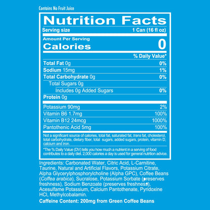 REDCON1 Energy Drink, Icy Blue Lemonade - Zero Sugar, 200mg Caffeine (12 ct)