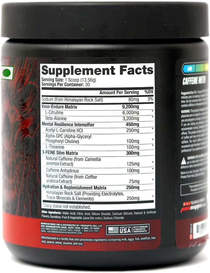PROSUPPS Hyde Nightmare Pre-Workout - Intense Energy & Focus (30 Servings, Blood Berry)