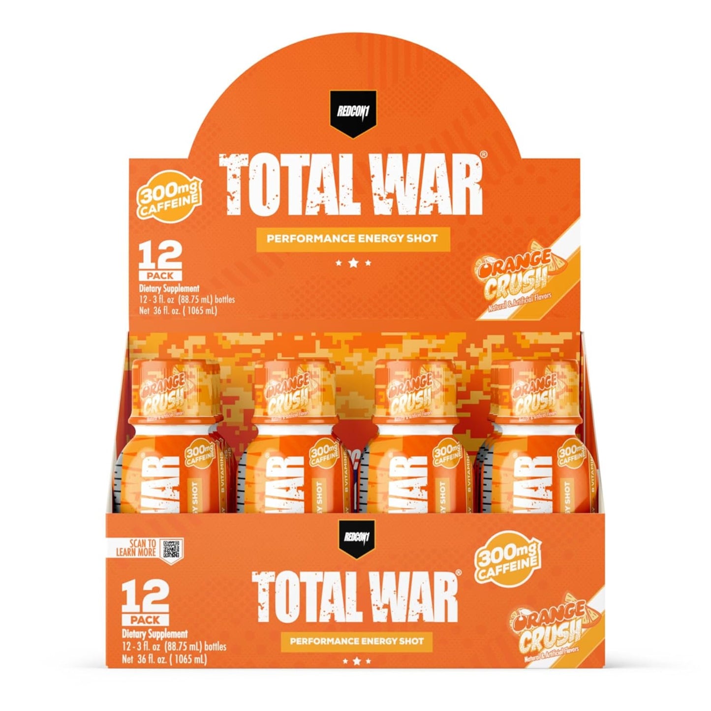 REDCON1 Total War Energy Shots - 300mg Caffeine, 0 Sugar, Orange Crush (12ct)