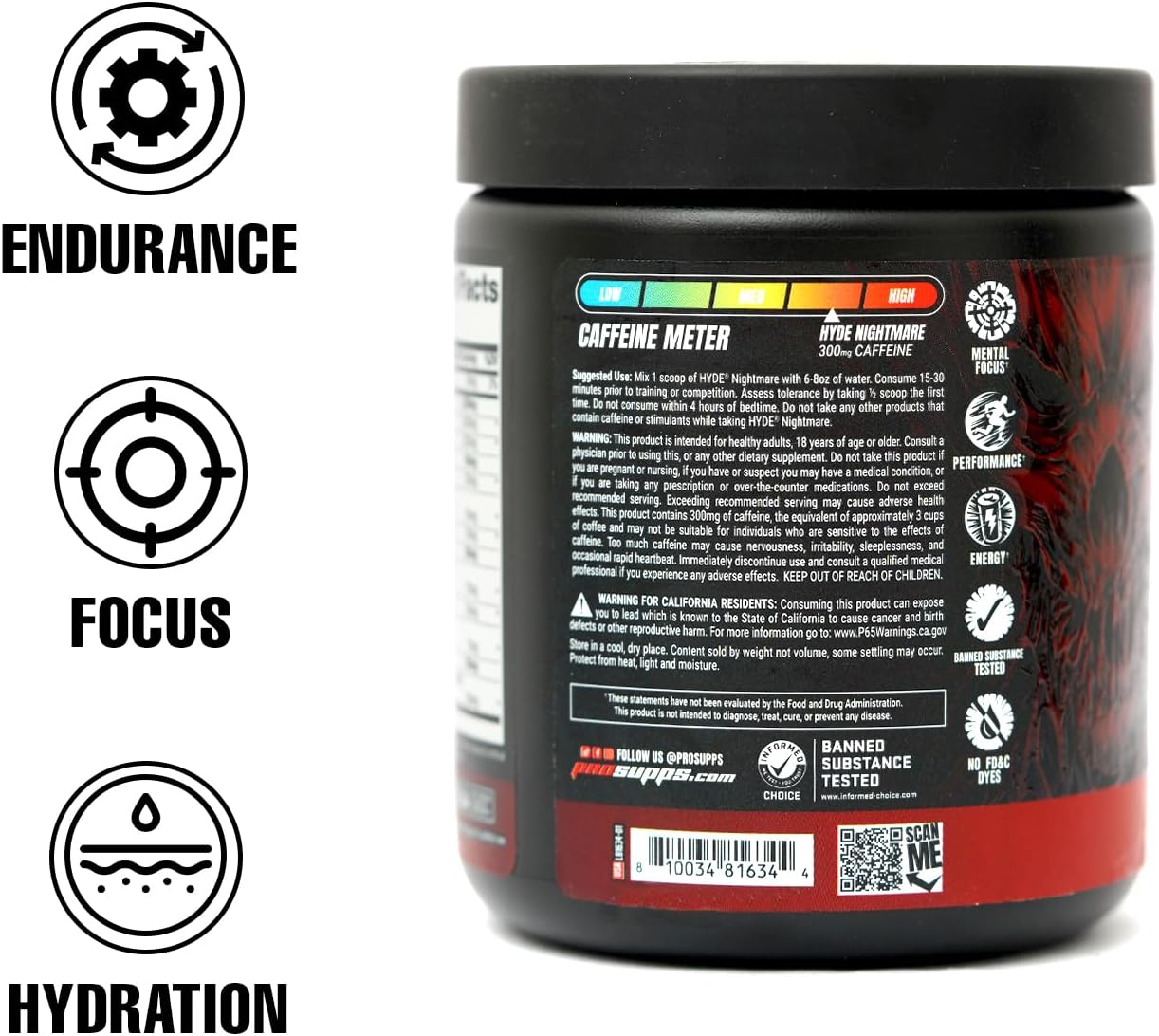 PROSUPPS Hyde Nightmare Pre-Workout - Intense Energy & Focus (30 Servings, Blood Berry)