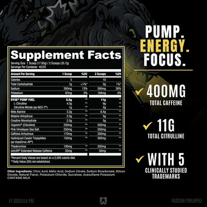 RYSE Noel Deyzel x Godzilla Pre Workout - Pumps, Energy, Focus (40 Servings)