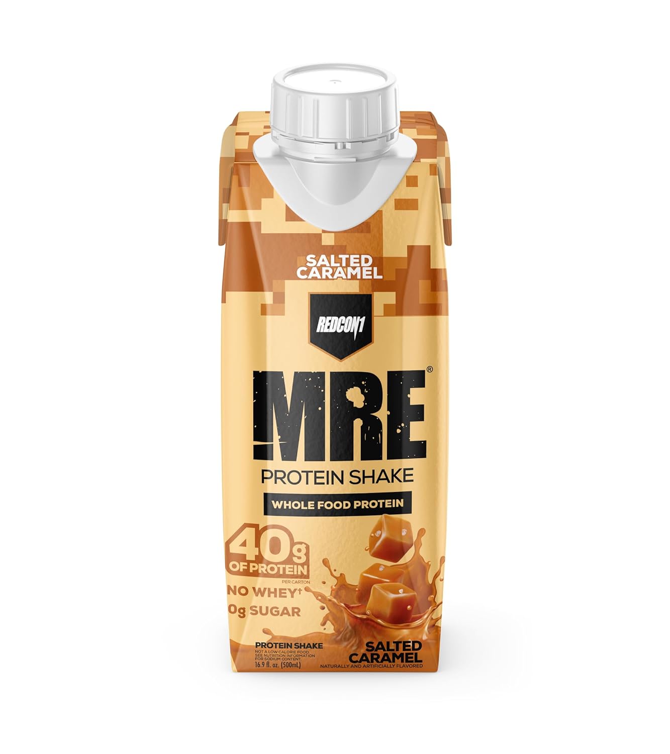 REDCON1 MRE Protein Shakes, Salted Caramel - Whole Food, Sugar-Free (12 Pack)