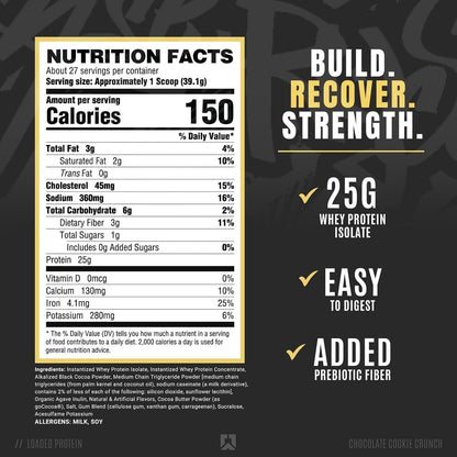 Ryse Loaded Protein Powder with Prebiotic Fiber & MCTs, Low Carb & Sugar (Chocolate Cookie Blast, 27 Servings)