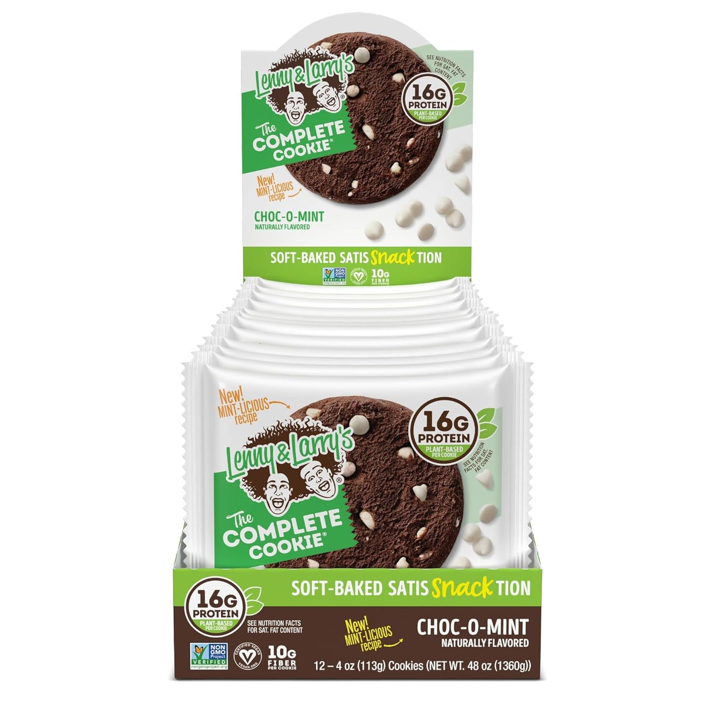 Lenny & Larry's Choc-O-Mint Complete Cookie, Vegan, 16g Protein (12 Pack)