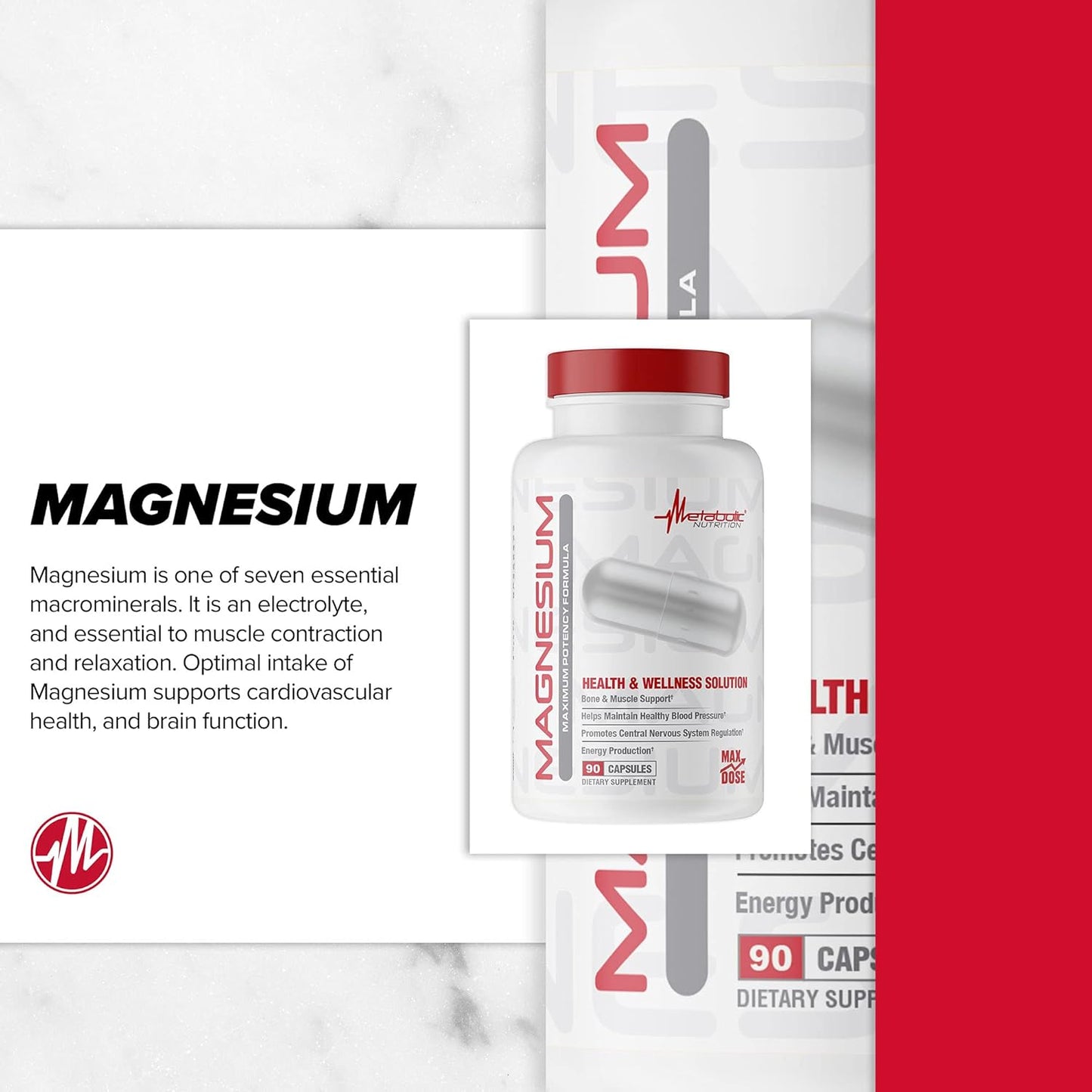 Metabolic Nutrition Magnesium 650mg, Non-GMO, Vegan, Gluten-Free (90 Caps)