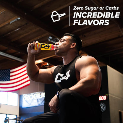 Cellucor C4 Energy Drink, Zero Sugar, Icy Blue Razz (12 Fl Oz, Pack of 12)