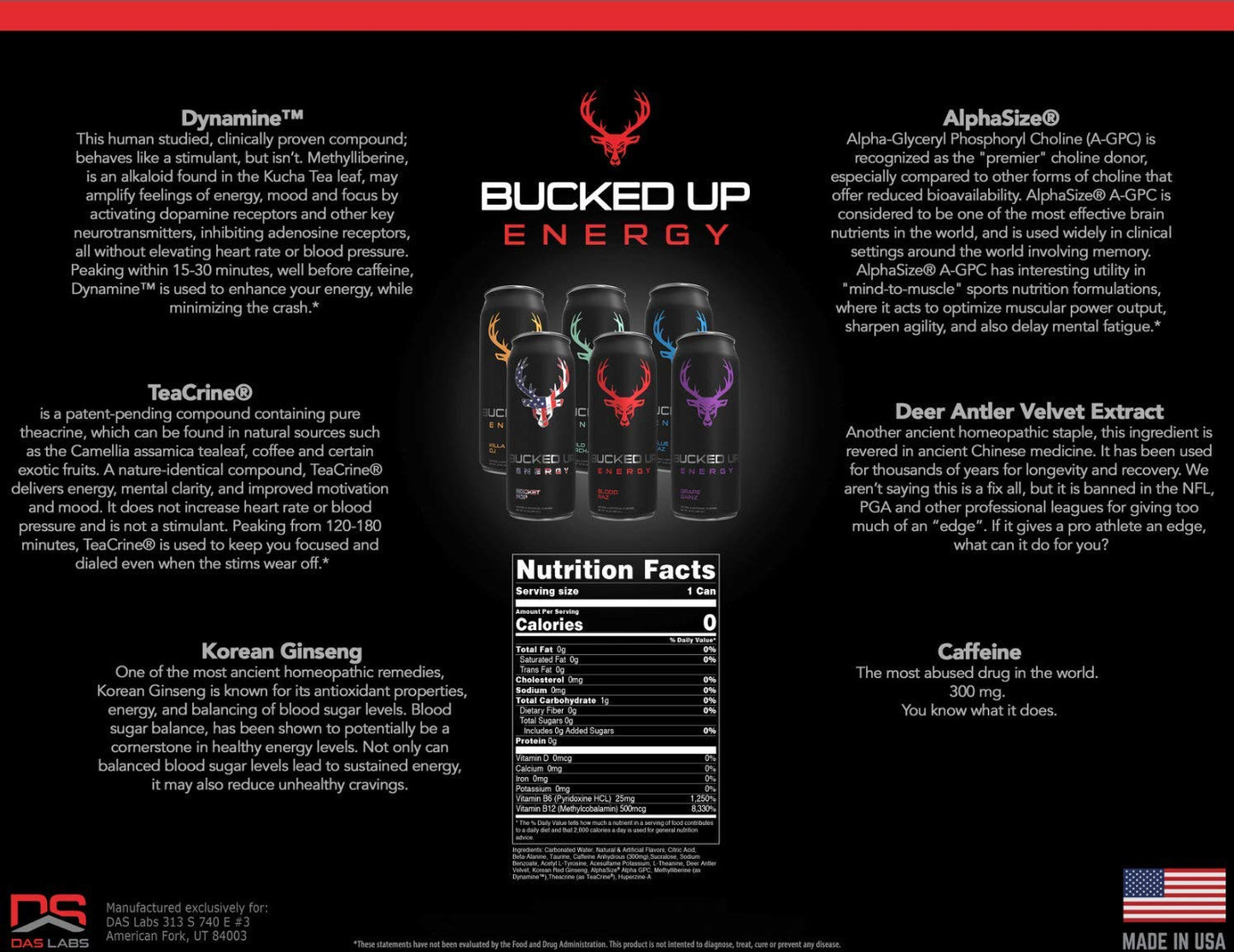 Bucked Up Energy Zero Sugar Drinks (Gym N Juice, 12x16oz Cans)