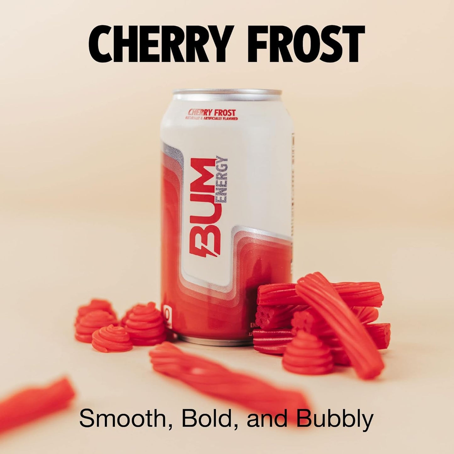 BUM Cherry Frost Sugar-Free Energy Drink (12 oz, Pack of 12)