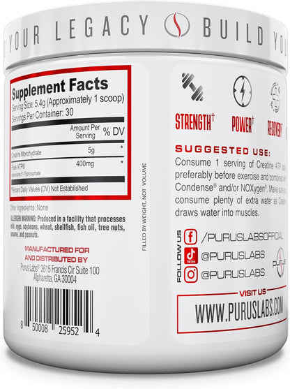 Purus Labs Creatine ATP, Peak ATP + Creatine Monohydrate (30 Servings)