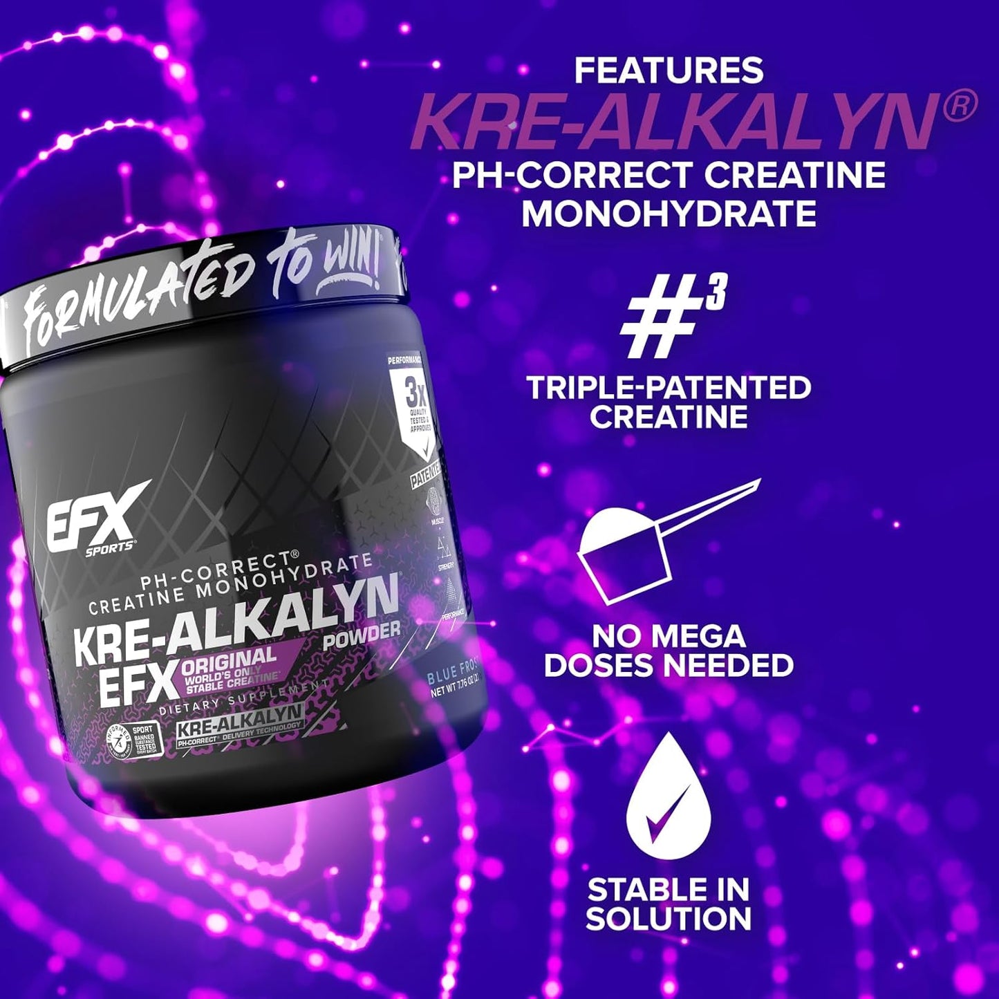 EFX Sports Kre-Alkalyn Creatine Powder for Strength & Performance (110 Servings)