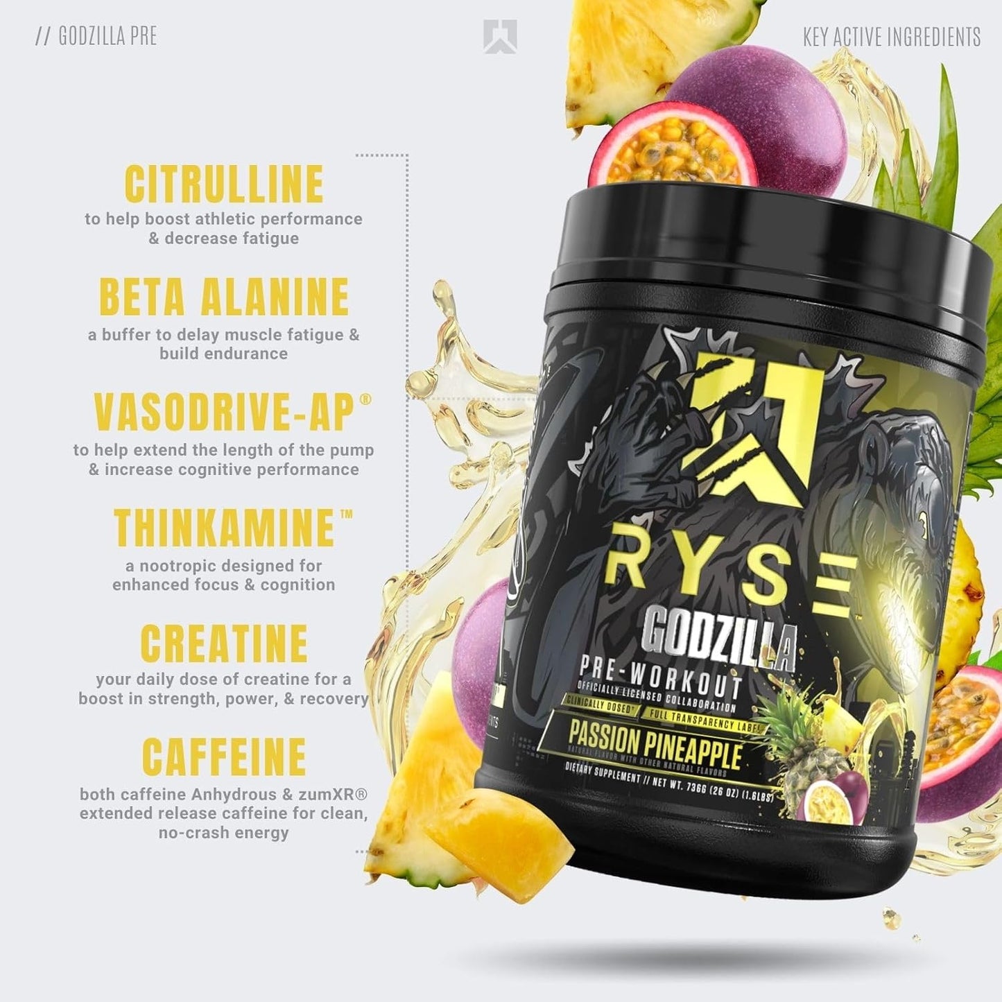 RYSE Noel Deyzel x Godzilla Pre Workout - Pumps, Energy, Focus (40 Servings)