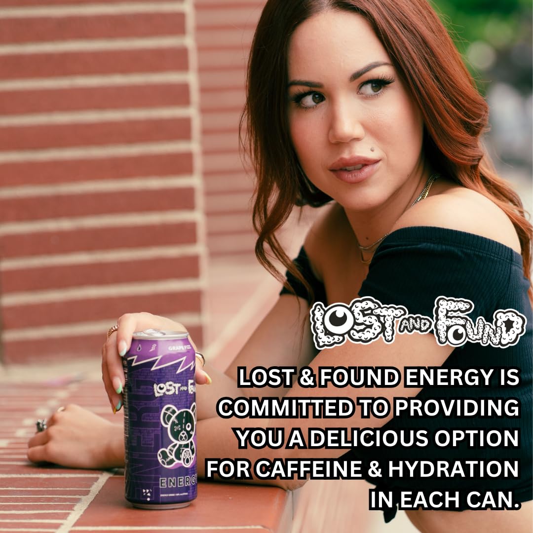 Lost and Found Sugar-Free Energy Drink, 150mg Caffeine, Vegan (12-Pack, 16oz)