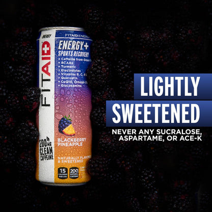 FITAID ENERGY Blackberry Pineapple, 200mg Caffeine, Keto, 12oz (12 Pack)
