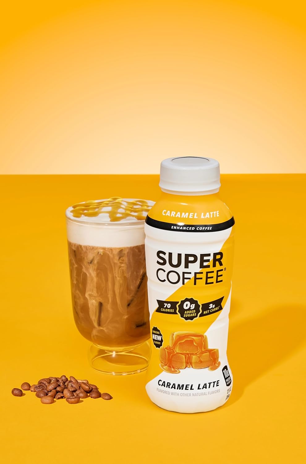 Iced Keto Coffee, Caramel Flavor, No Added Sugar, High Protein (12 Fl Oz, 12 Pack) - SoyFree, GlutenFree