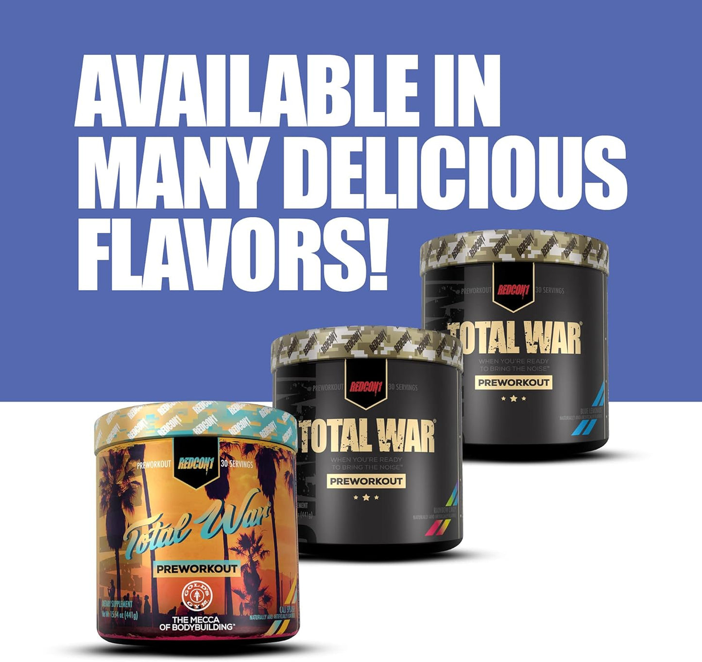 REDCON1 Total War Pre Workout, Blue Raspberry - 320mg Caffeine (30 Servings)