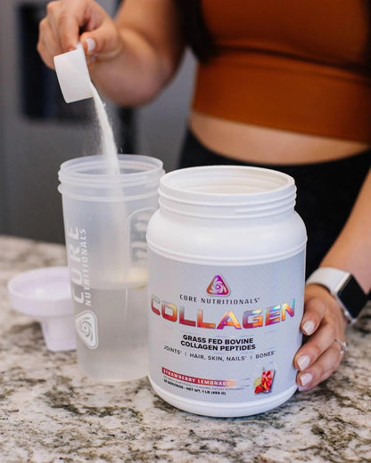 Core Nutritionals Grass-Fed Collagen Peptides, Joint & Skin Support (Strawberry Lemonade, 1 lb)