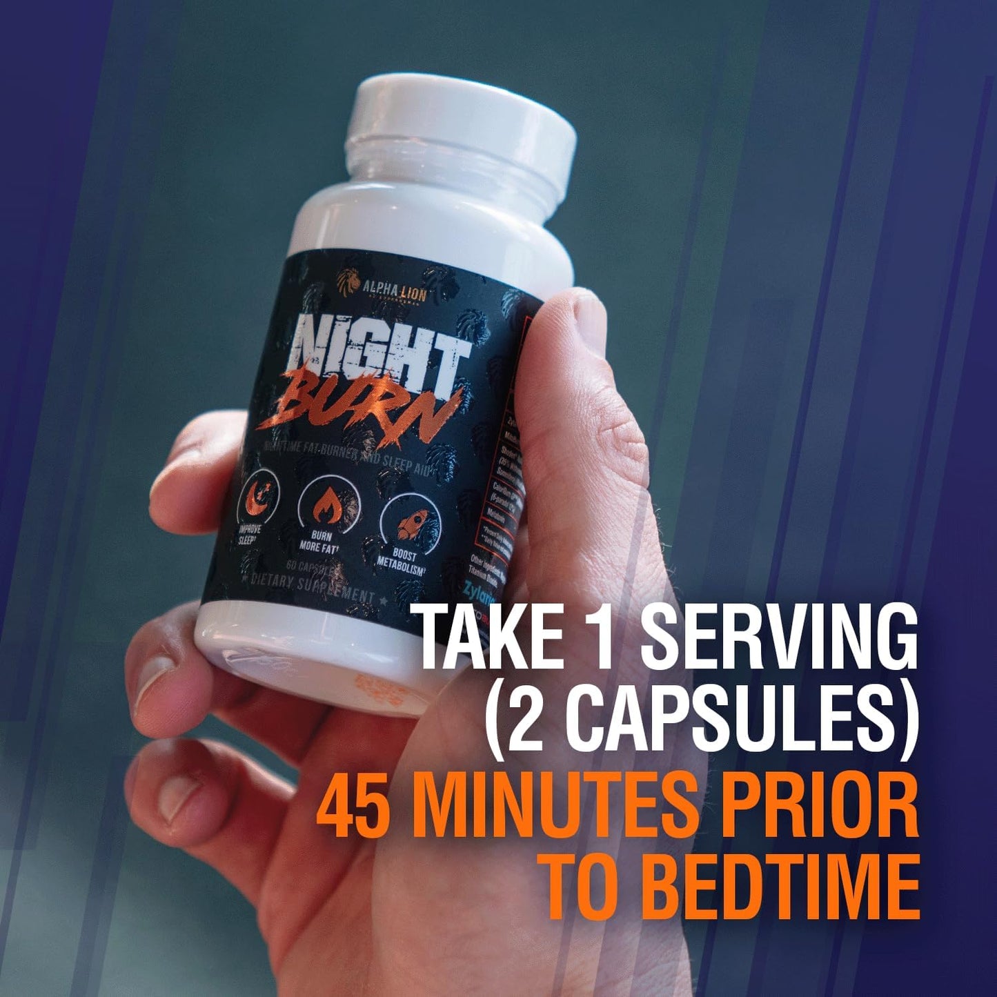 Alpha Lion Night Burn Sleep Aid & Metabolism Booster (60 Capsules)