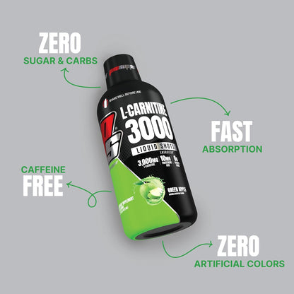 ProSupps L-Carnitine 3000 Liquid Shots for Performance & Recovery (31 Servings, Green Apple)