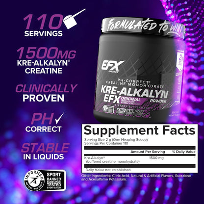 EFX Sports Kre-Alkalyn Creatine Powder for Strength & Performance (Mango, 110 Servings)