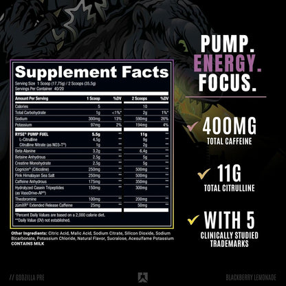 RYSE Noel Deyzel x Godzilla Pre Workout - Pumps, Energy, Focus (40 Servings)
