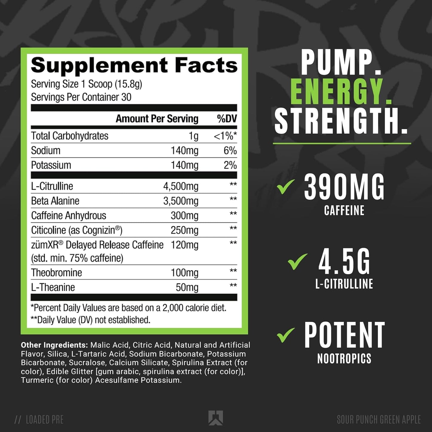 Ryse Pre-Workout Powder for Men & Women with Pumps, Energy, Focus (30 Servings, Sour Punch Green Apple)