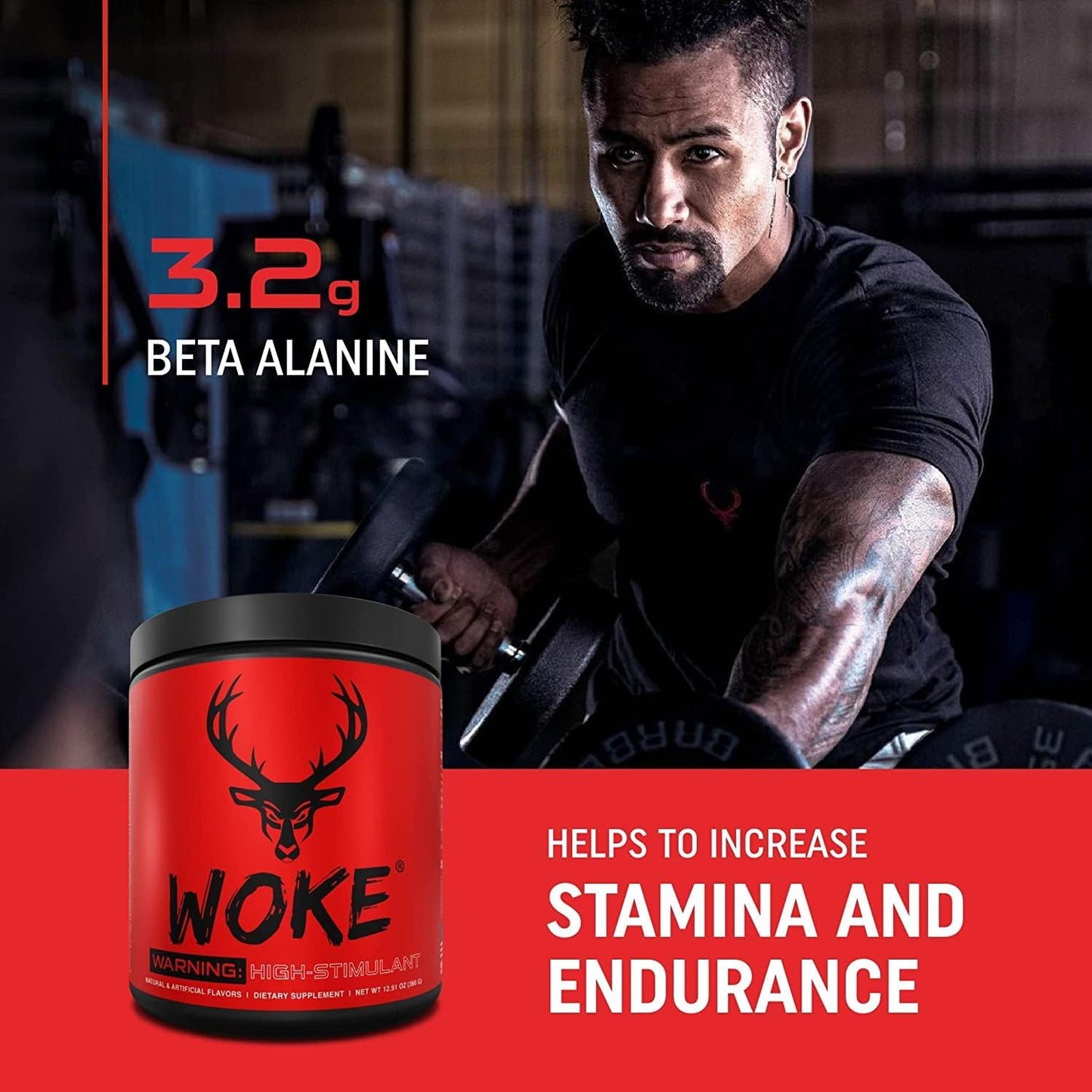 Bucked Up Woke High-Stim Pre-Workout for Focus, Pump, Strength & Growth (30 Servings, Rocket Pop)
