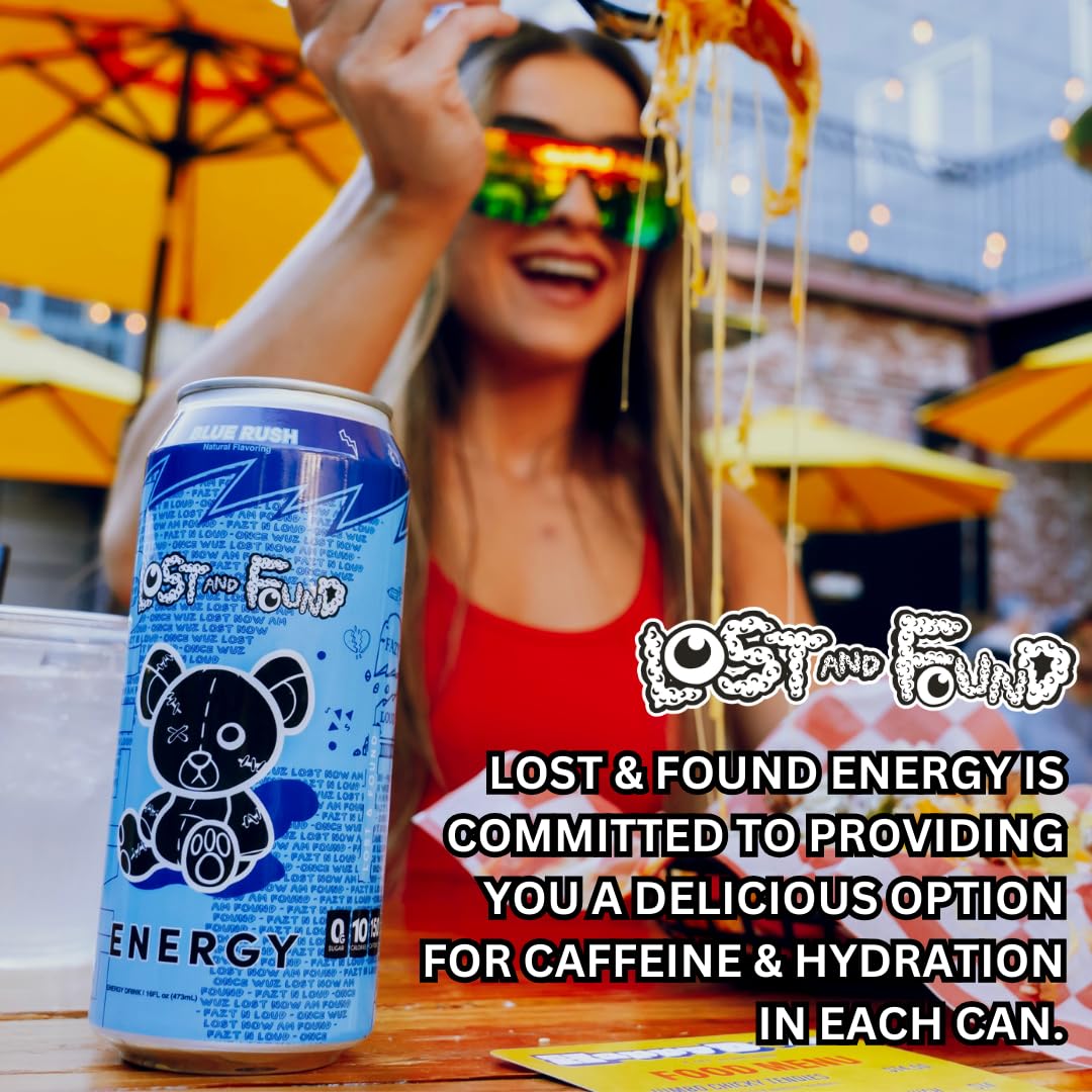 Lost and Found Sugar-Free Energy Drink, 150mg Caffeine, Vegan (12-Pack, 16oz)