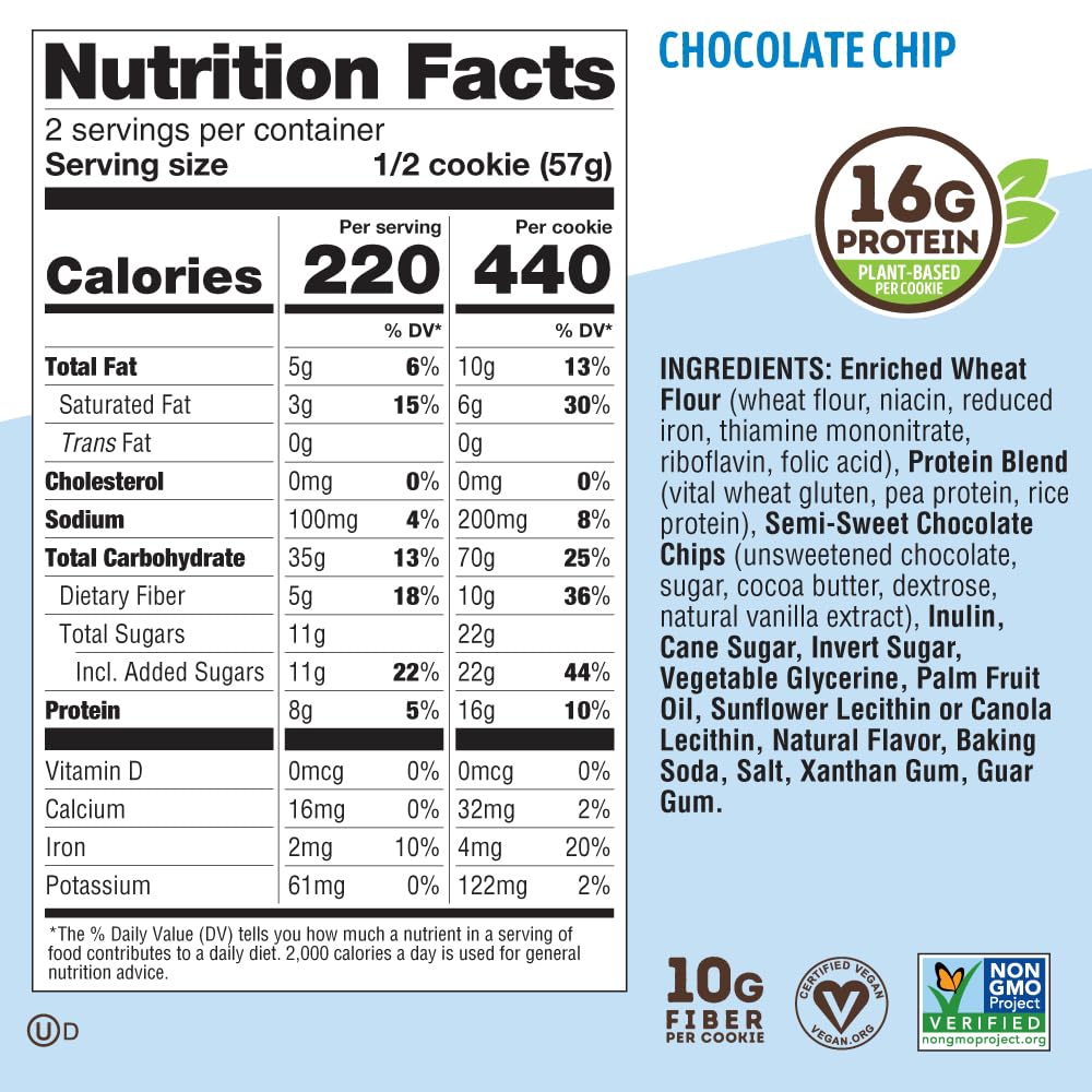 Lenny & Larry's Complete Cookie, Chocolate Chip, Vegan, 16g Protein (12 Pack)