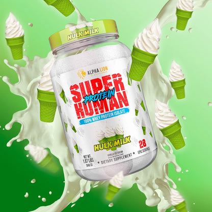 ALPHA LION Superhuman Whey Protein Powder for Muscle Recovery (28 Servings, Hulk Milk)