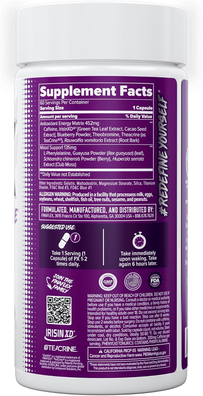 FINAFLEX PX PRO Xanthine Thermogenic, Energy & Focus Support (60 Caps)