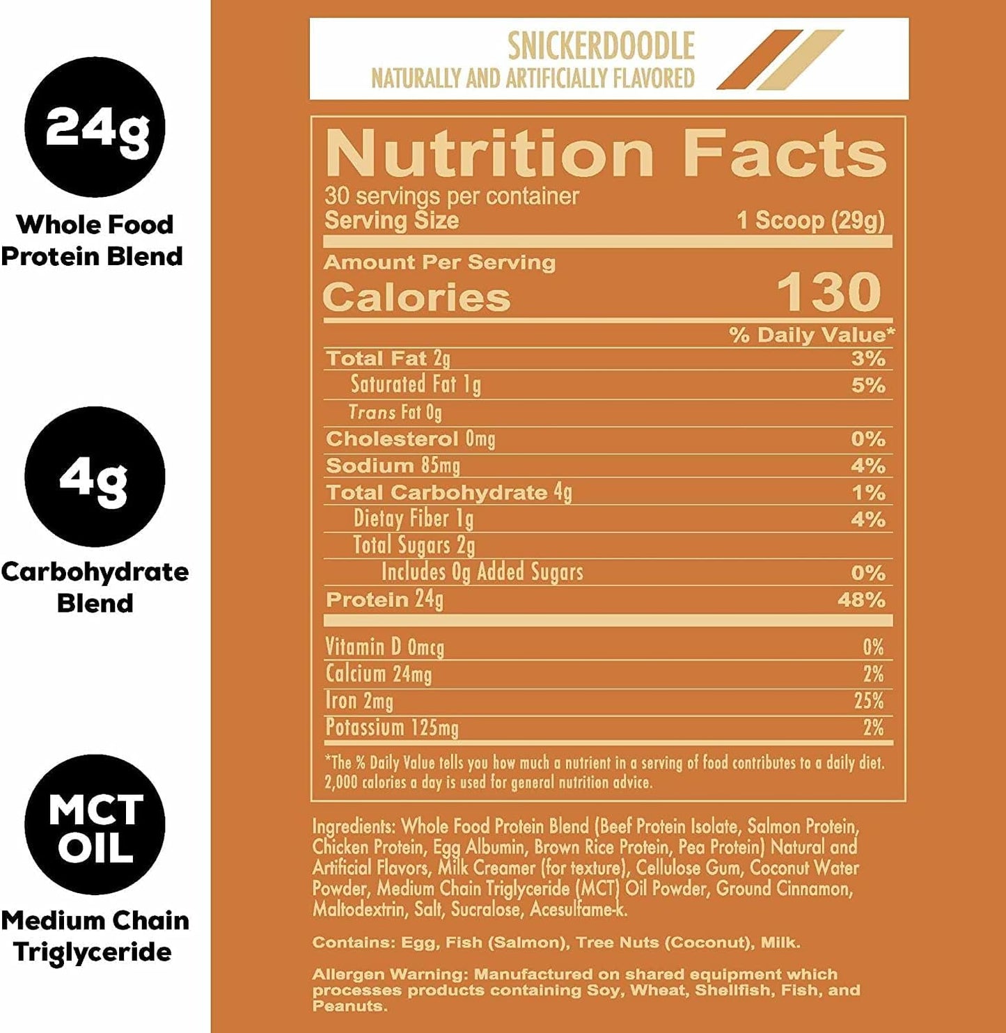 REDCON1 MRE Lite Snickerdoodle Protein Powder - Low Carb, Whey-Free (30 Servings)