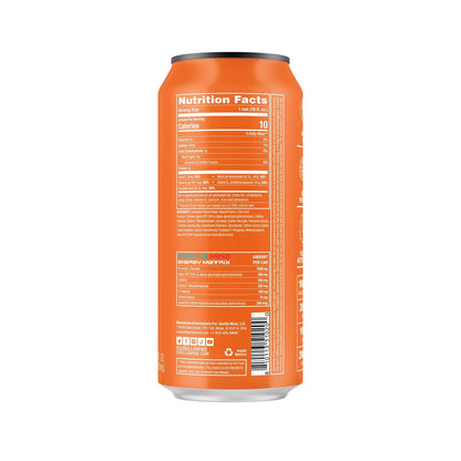Gorilla Mind Energy Drink, Amplified Focus, Zero Sugar, 16oz (12-Pack, Orange Rush)