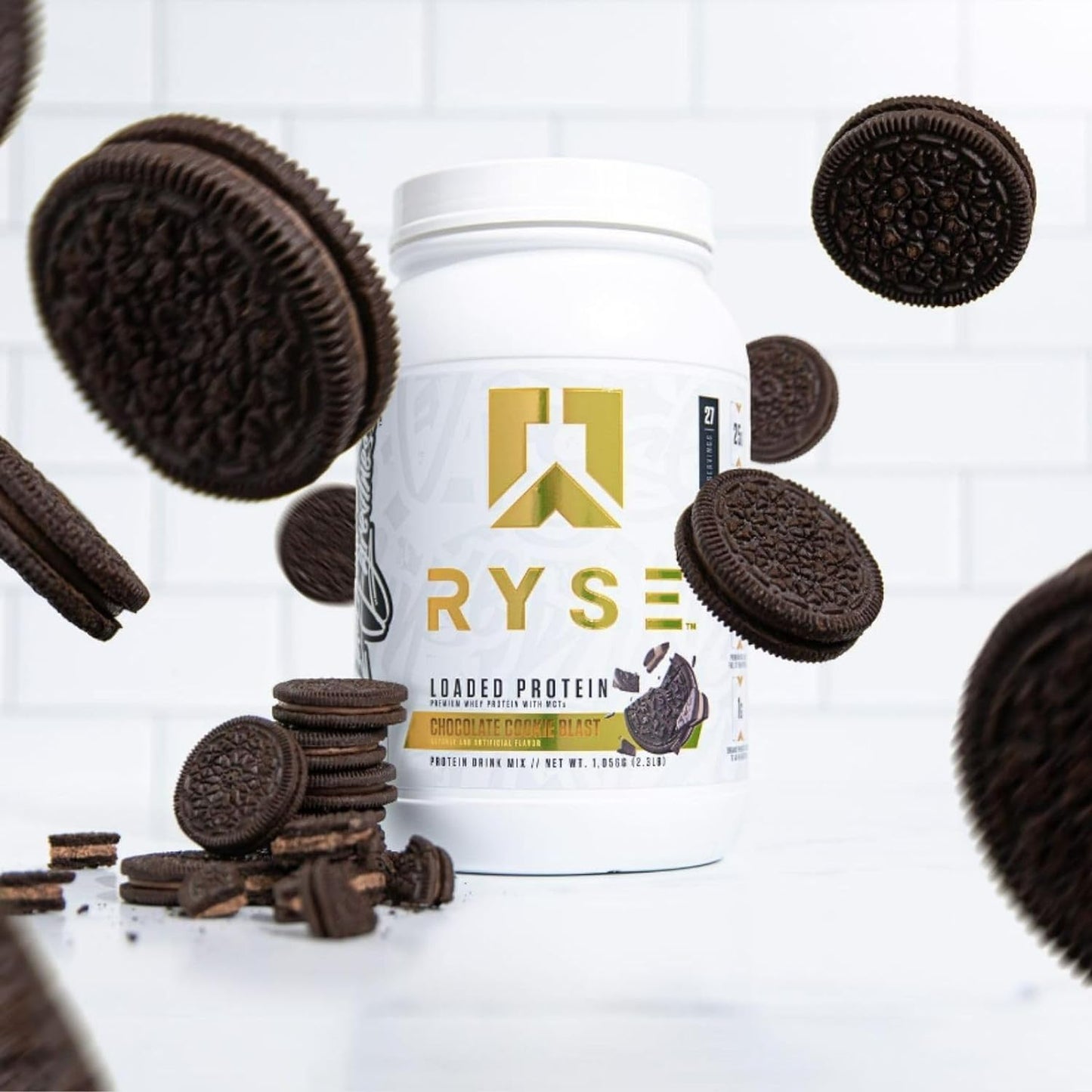 Ryse Loaded Protein Powder with Prebiotic Fiber & MCTs, Low Carb & Sugar (Chocolate Cookie Blast, 27 Servings)