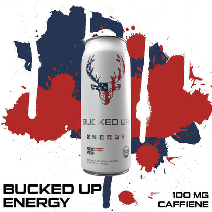 Bucked Up Low Stim Energy Drink, Zero Sugar, Rocket Pop (12 Pack, 100mg Caffeine)
