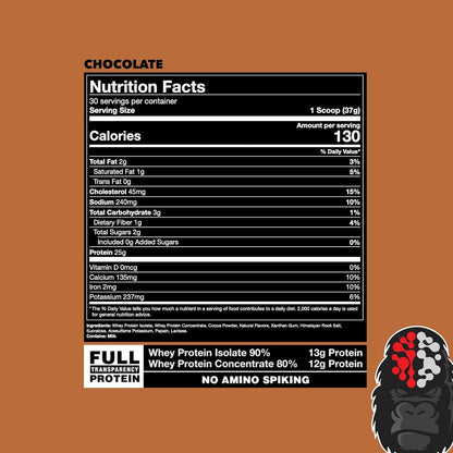 Gorilla Mode Chocolate Whey Protein - Muscle Recovery & Build (30 Servings, 25g)