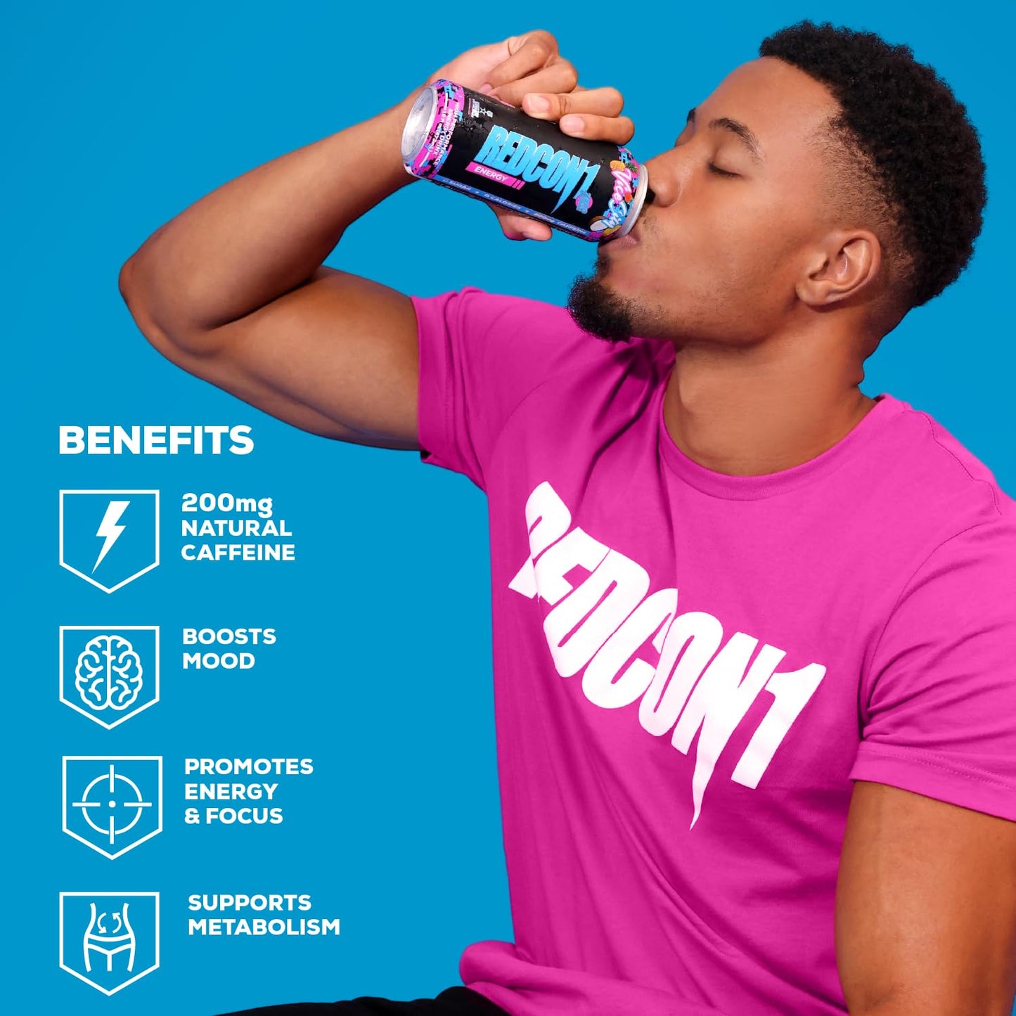 REDCON1 Vice City Zero Sugar Energy Drink, 200mg Caffeine, Nootropic (12ct)