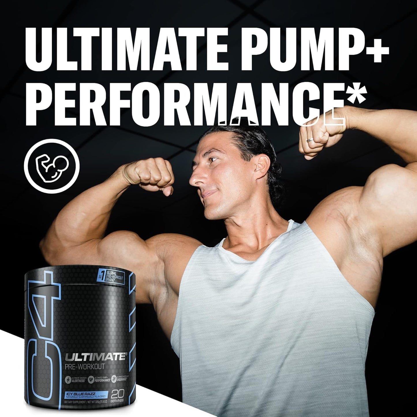 Cellucor C4 Ultimate Pre Workout Powder, ICY Blue Razz, Sugar Free (20 Servings)