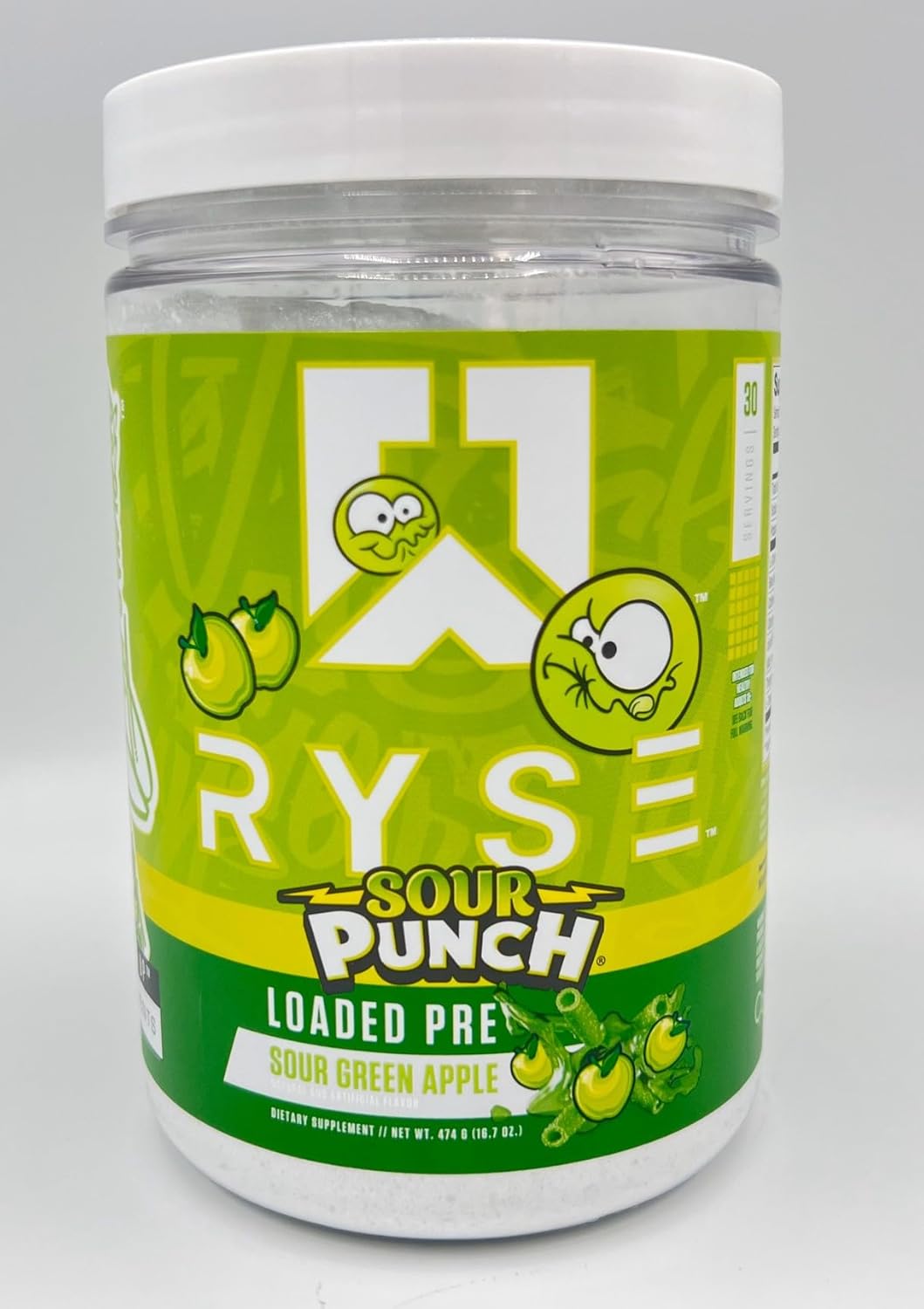 Ryse Pre-Workout Powder for Men & Women with Pumps, Energy, Focus (30 Servings, Sour Punch Green Apple)