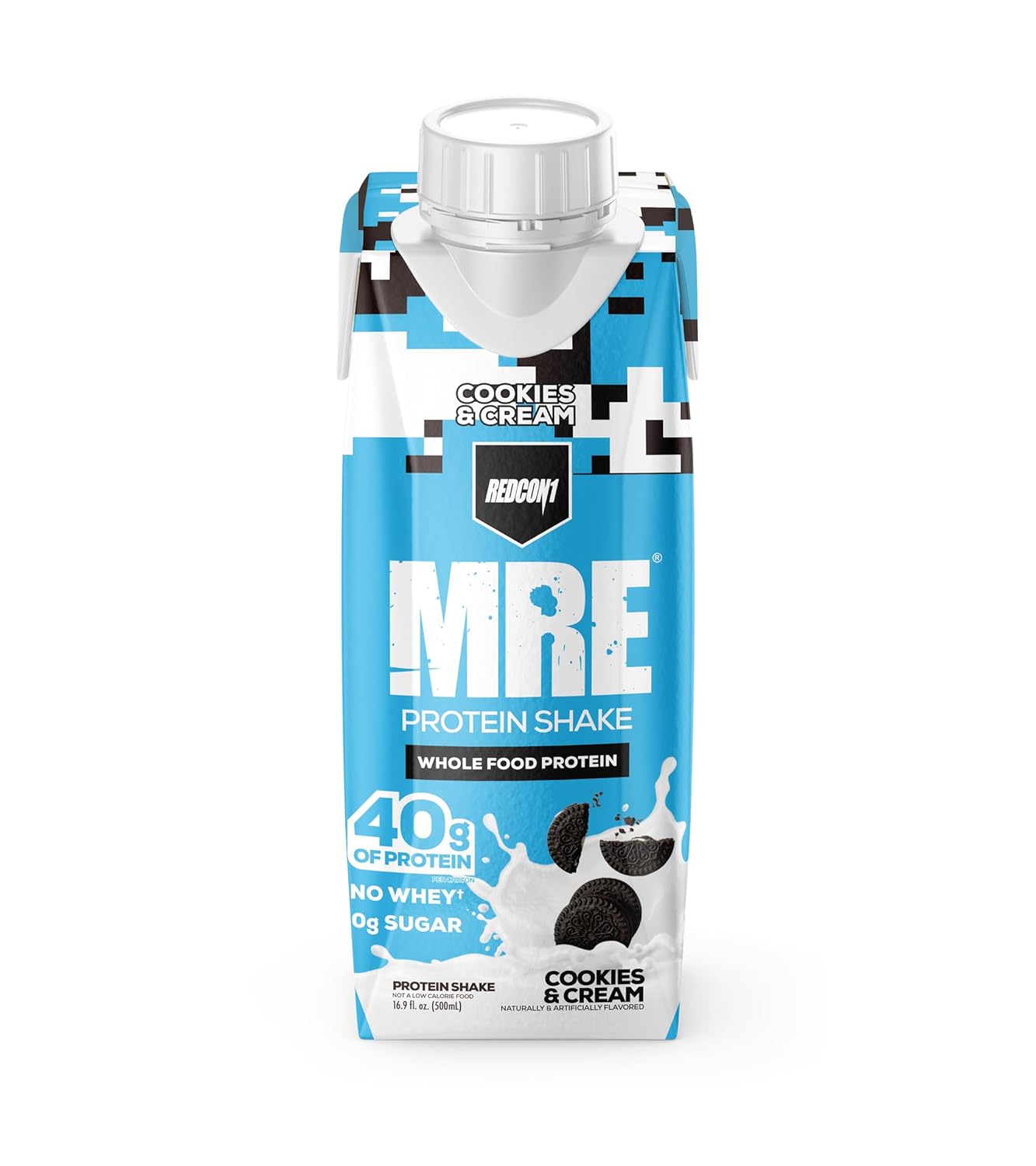 REDCON1 MRE Protein Shake, Cookies & Cream - Keto, Lactose-Free (12 Pack)