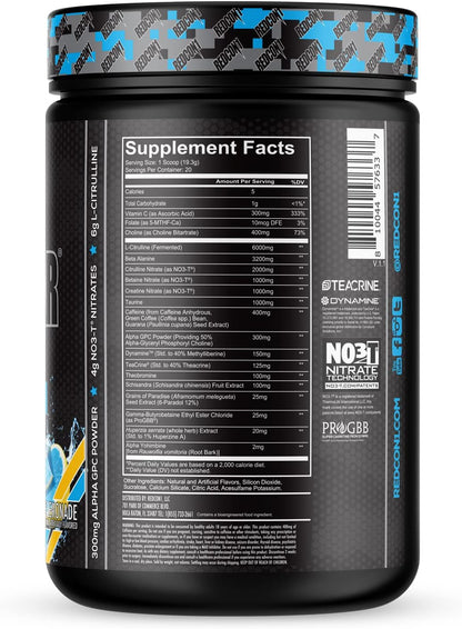 REDCON1 Total War Black Ops Preworkout, Blue Lemonade, 400mg Caffeine (20 Servings)