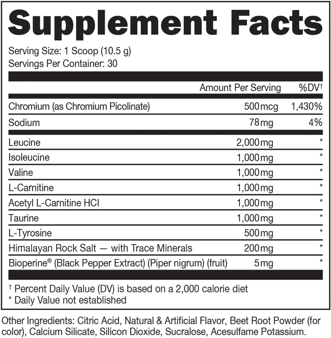 Bucked Up RACKED™ BCAAs with L-Carnitine for Post-Workout Recovery (30 Servings, Blood Raz)