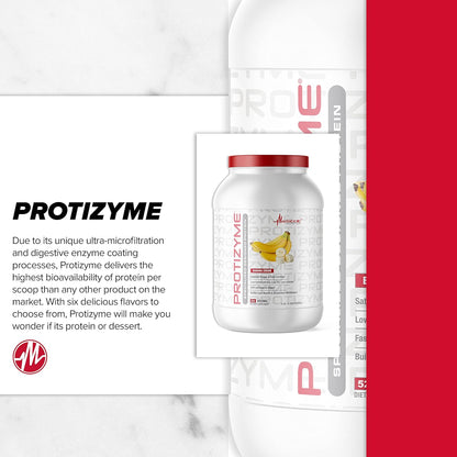 Protizyme 100% Whey Protein, Low Carb/Fat, with Enzymes & Vitamins (4lb, 52 Servings)