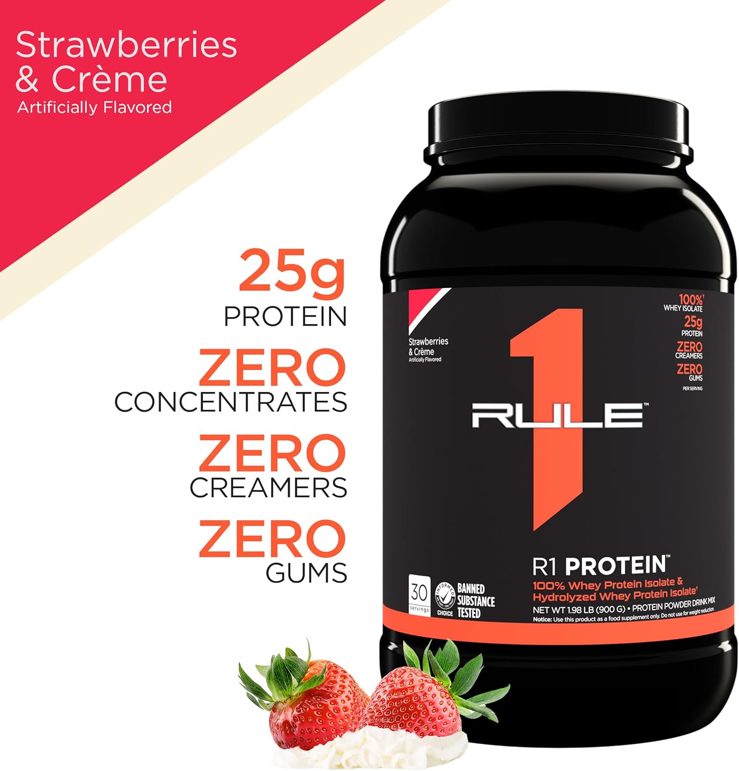 R1 Protein Strawberries & Crème - Fast-Acting Isolate & Hydrolysate Powder (5lbs)