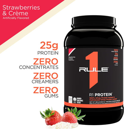 R1 Protein Strawberries & Crème - Fast-Acting Isolate & Hydrolysate Powder (5lbs)