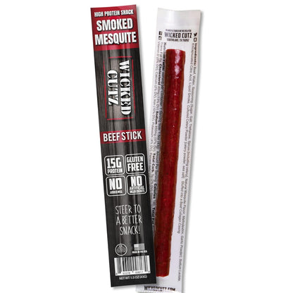 Mesquite Smoked Beef Jerky Sticks - Tender, High Protein, Low Carb, Gluten Free (12 Pack, Extra Large)