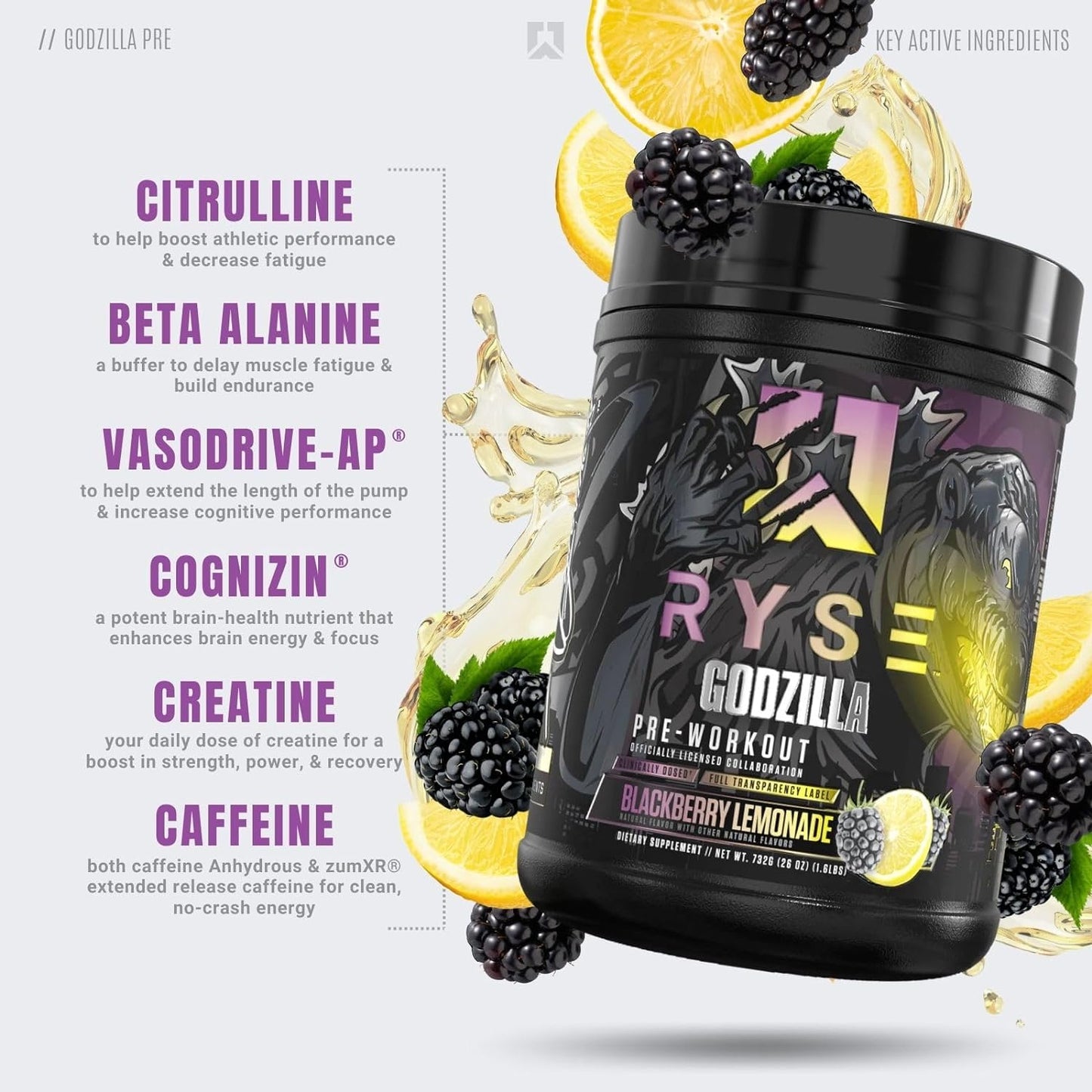 RYSE Noel Deyzel x Godzilla Pre Workout - Pumps, Energy, Focus (40 Servings)